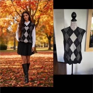 NWT Dark Academia Argyle Sweater Vest. XL